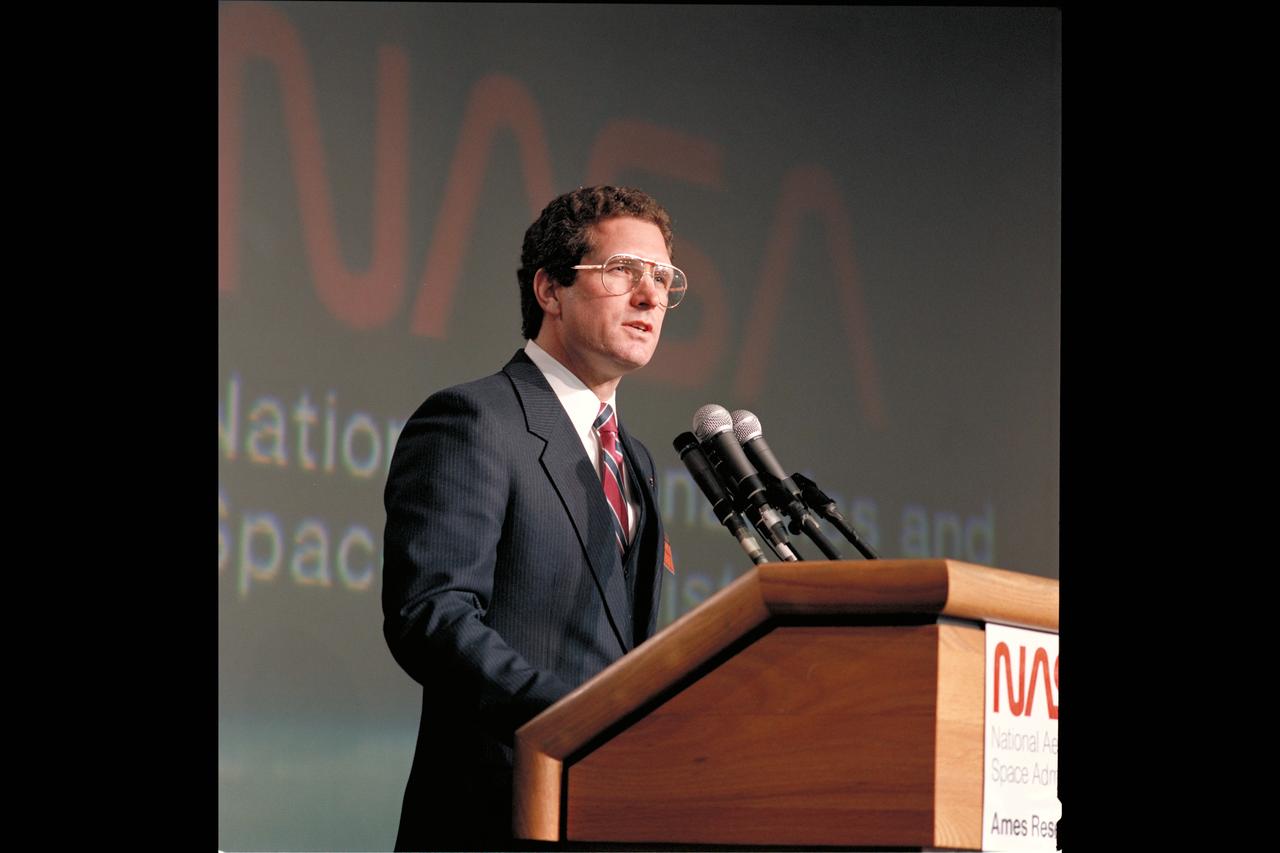 NASA AMES Photographers N-258 NAS DEDICATION CEREMONY.    VIP speakers Ames Director Ballhaus, Assoc. Admin. OAST Raymond Colladay, NASA Director Dr. James Fletcher
