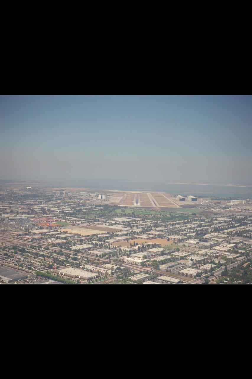 Ames Research Center Moffett Field Runway approach from pilots view