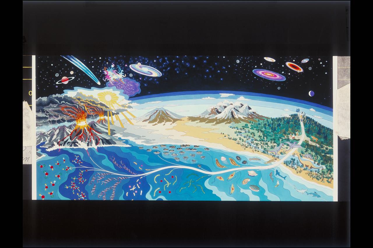 Origin and Evolution of life Original Art by Robert Bausch  UPDATE of AC85-0621