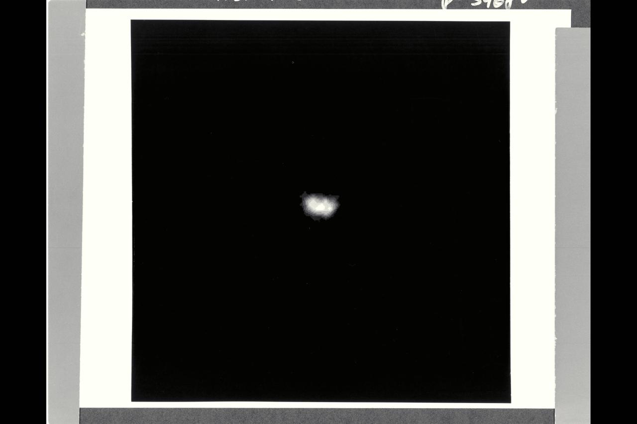 Range : 4.7 million km (2.9 million mi.) Nereid, the last satellite of Neptune to be discovered before Voyager's recent discoveries, was first seen by Gerard Kuiper in 1949. Until this Voyager 2 image was obtained, all that was known about Nereid was its orbital parameters and intrinsic brightness. With a resolution of 43 kilometers (26.6 mi.) per pixel, this image has sufficient detail to show the overall size and albedo. Nereid is about 170 km (105 mi.) across and reflects about 12 percent of the incident light.