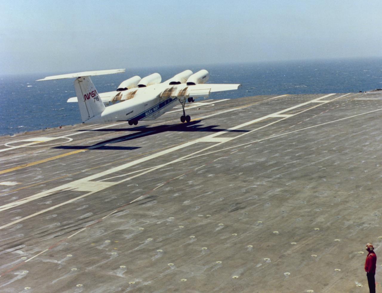 QSRA (NASA-715) takeoff and landing trials onboard the USS Kitty Hawk