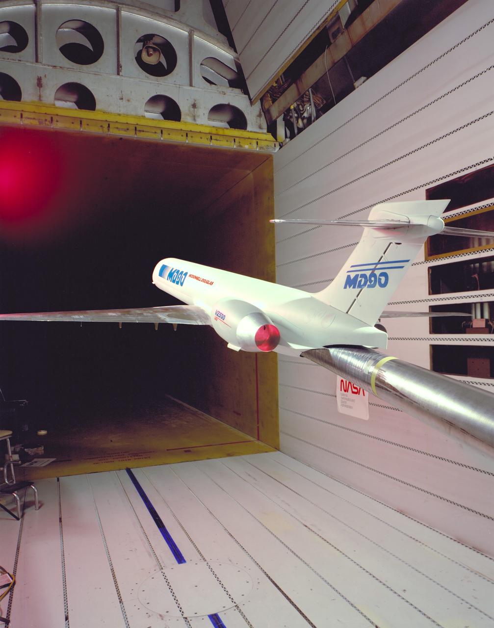 MD-90 Model in NASA Ames Research Center 11ft. Transonic Wind Tunnel  part of the Unitary Plan Wind Tunnel Complex Test-091-1-11