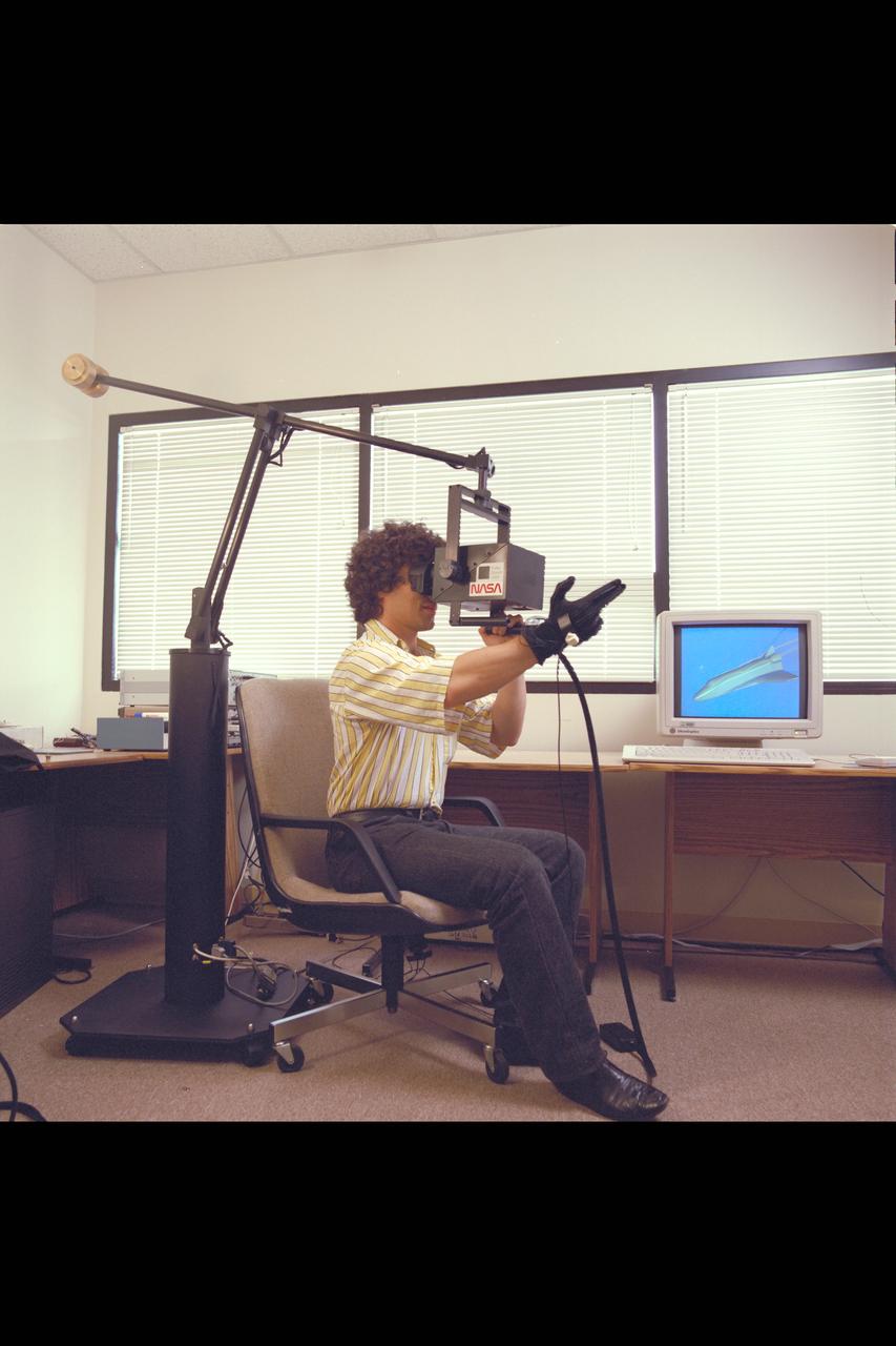 N-258 NAS facility virtual reality workstation, hand-held maneuvering unit , test and virtual environment simulation by Creon Levitt