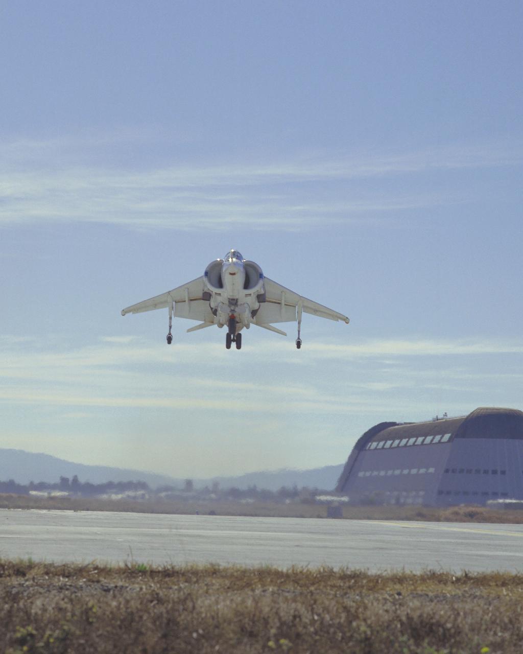 McDonnell Douglas YAV-8B (Bu. No. 158394 NASA 704 VSRA) Harrier V/STOL Systems Research Aircraft  hover Note:  Used in publication in Flight Research at Ames;  57 Years of Development and Validation of Aeronautical Technology NASA SP-1998-3300 fig.125