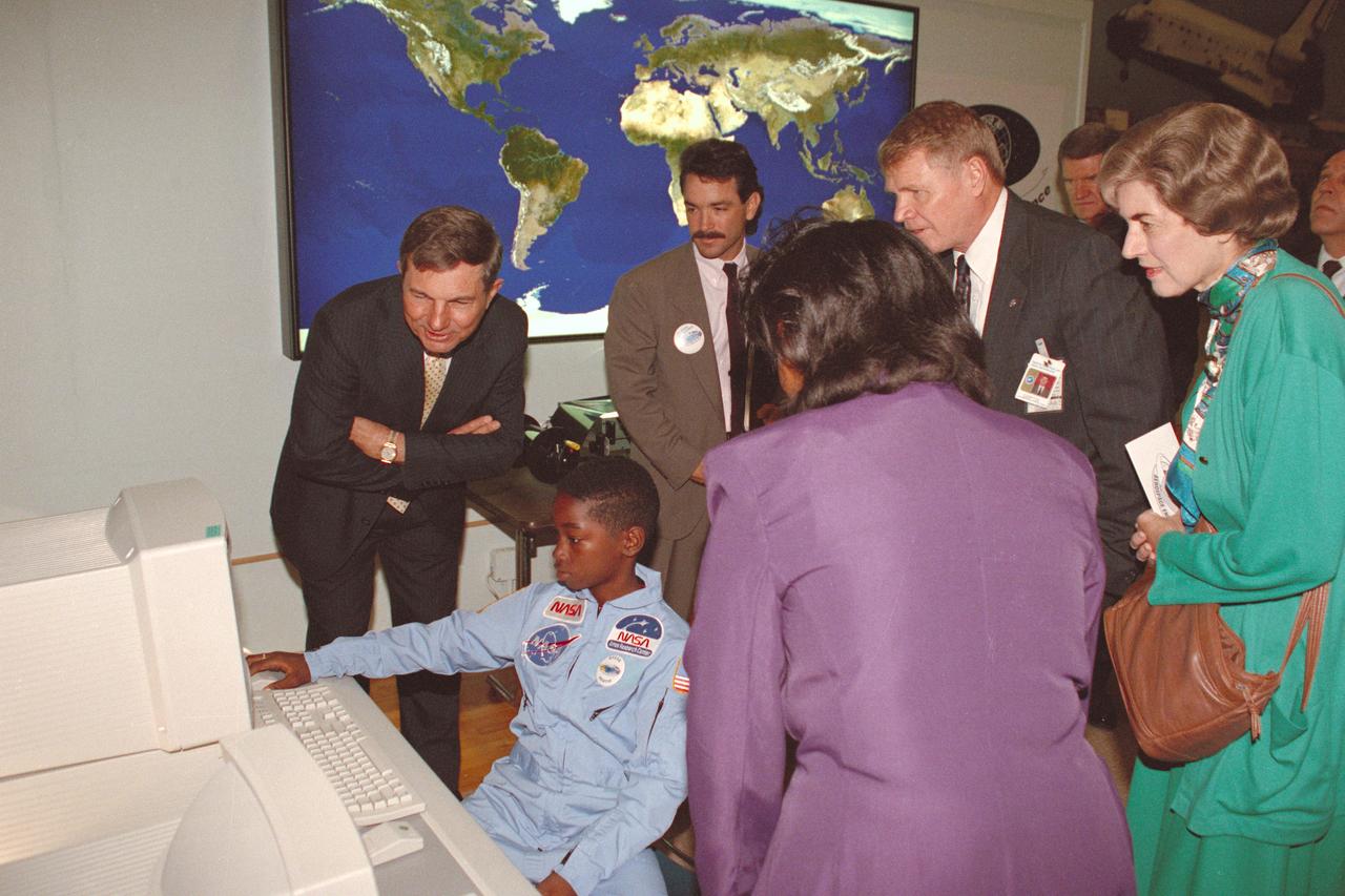 Ames Aerospace Encounter (AAE) Dedication and Ribbon Cutting with Dale Compton,  (Larry Milov and R. Dean in background)