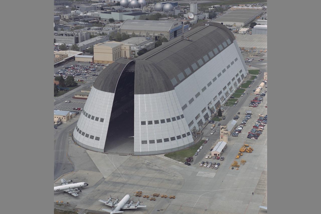 Hangar One Aerial view (Oblique) of NAS Moffett Field California.