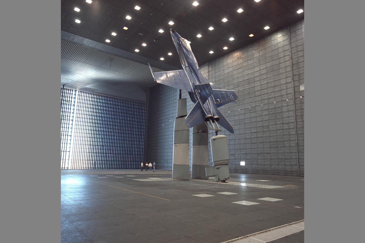 F-18 installed in 80x120ft w.t. for High Alpha Test-823 Phase II