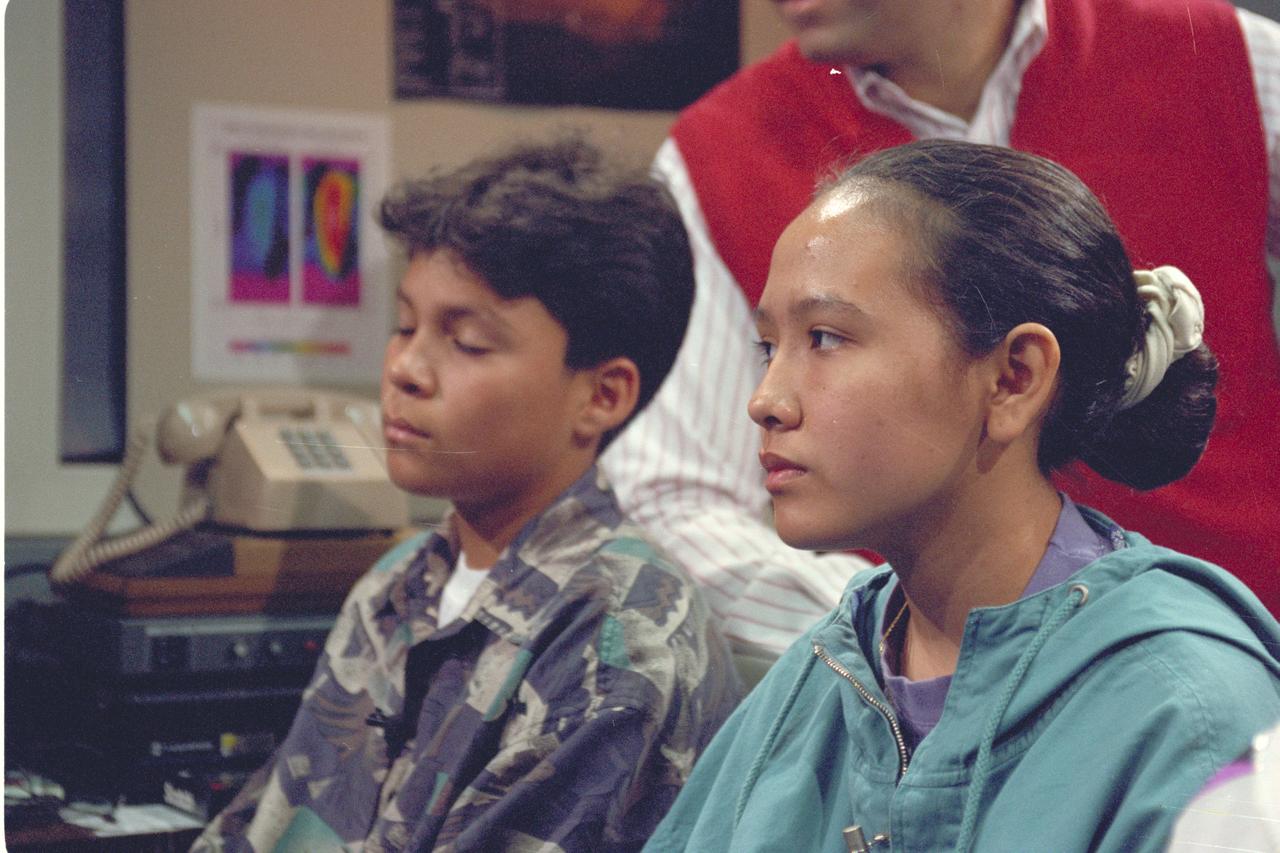 Life from other Worlds'  with McNair Middle School TROV robot explores under Antarctic ice-image during demo with students operating TROV