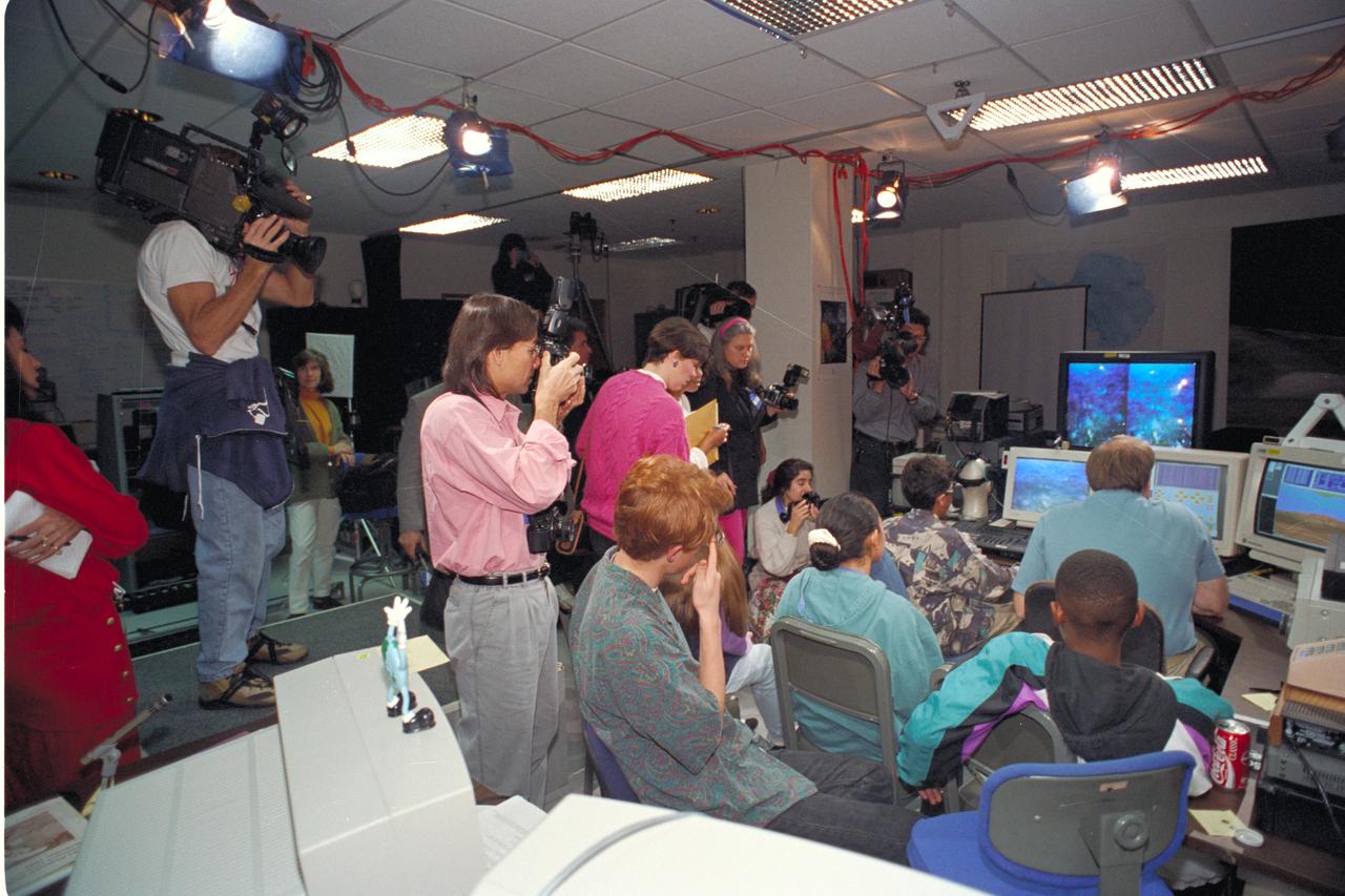 'Life from other Worlds' with McNair Middle School TROV robot explores under Antarctic ice - image during demo with students operating TROV