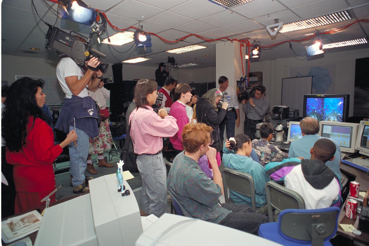 Life from other Worlds'  with McNair Middle School TROV robot explores under Antarctic ice-image during demo with students operating TROV