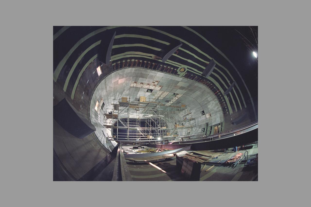 N-221 40x80ft Wind Tunnel Aero-Acoustic Modification progress on floor and on ceiling panels