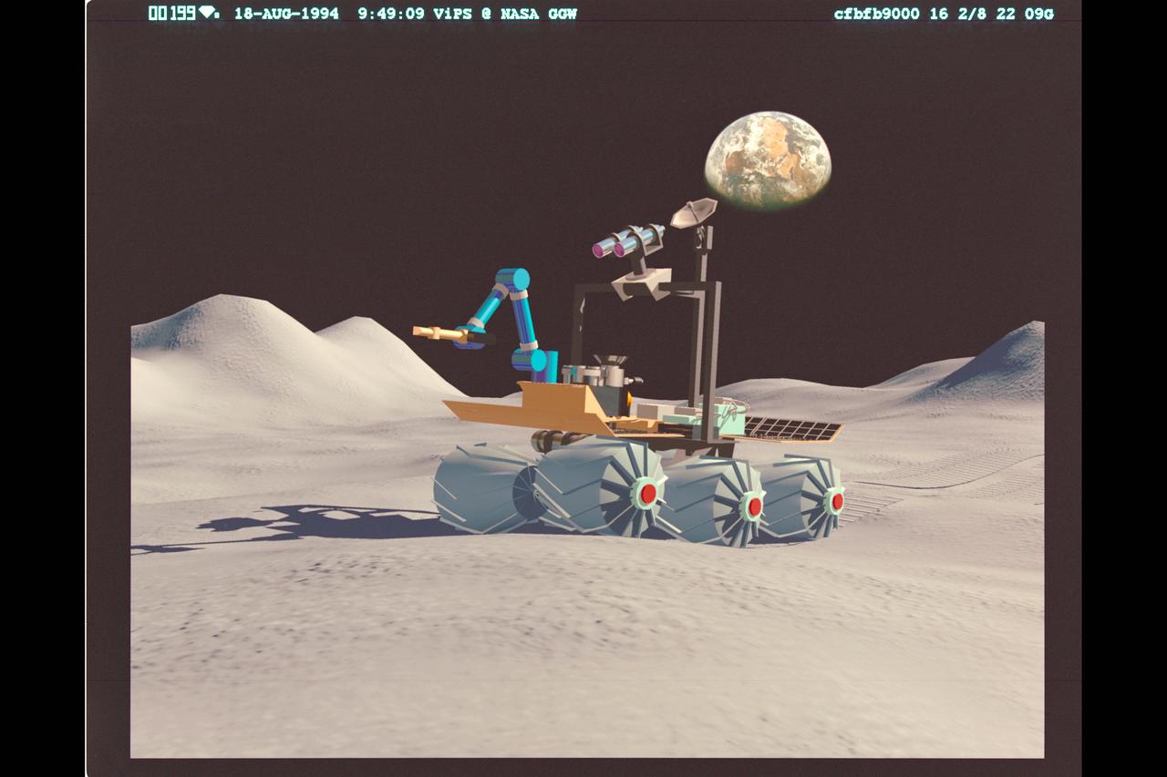 Digital Art by Boris Rabin Telepresence: Russian Rover Marsakhod on Lunar surface