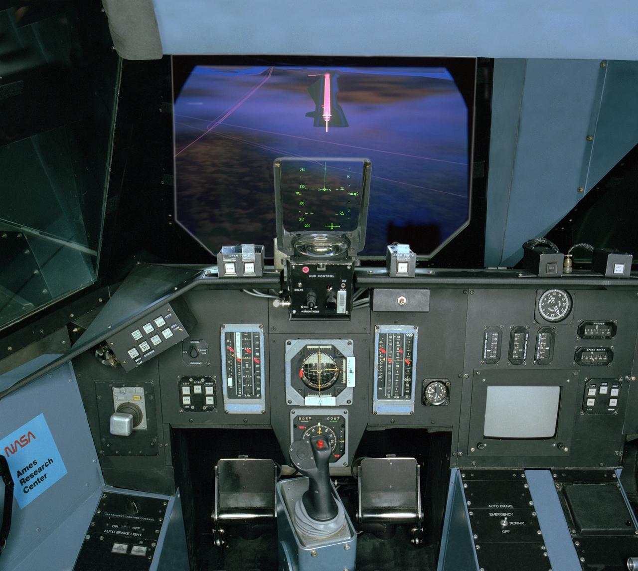NASA Ames VMS (Vertical Motion simulator) S-cab Space Shuttle sim with out the window views  'night landing'