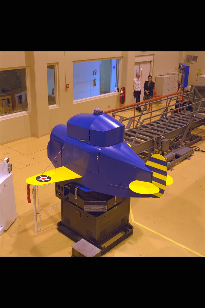 Link Trainer - Blue Box. Historical (1910's) Simulator  installed in the NASA Ames Research Center N-257 Crew Vehicle Systems Research Facility (CVSRF)