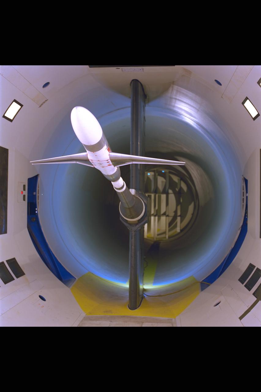 New renovated NASA Ames Research Center 12ft Pressure Wind Tunnel view of test section with LB-435 model installed