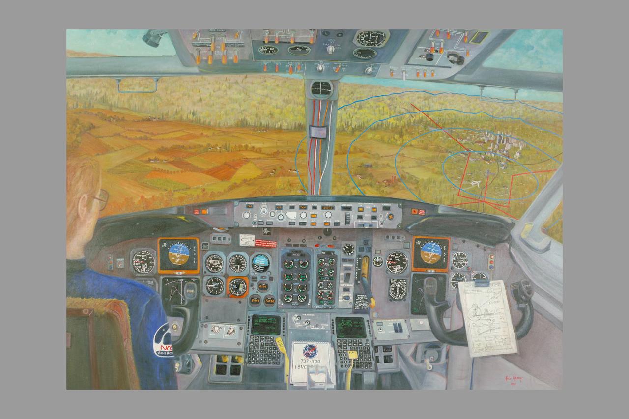 737 Cockpit Painting (N0210) Art by Ann Hardy
