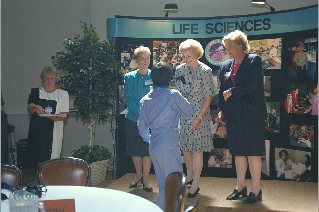 1996 'STELLAR' and MCP program commencements with special guests Mrs. Gayle Wilson, CA Governor  Pete Wilson's wife (center),  Zoe Lofgren,  16th District Congresswoman San Jose, California (right) and Ames scientist Dr Rose Grymes (left)