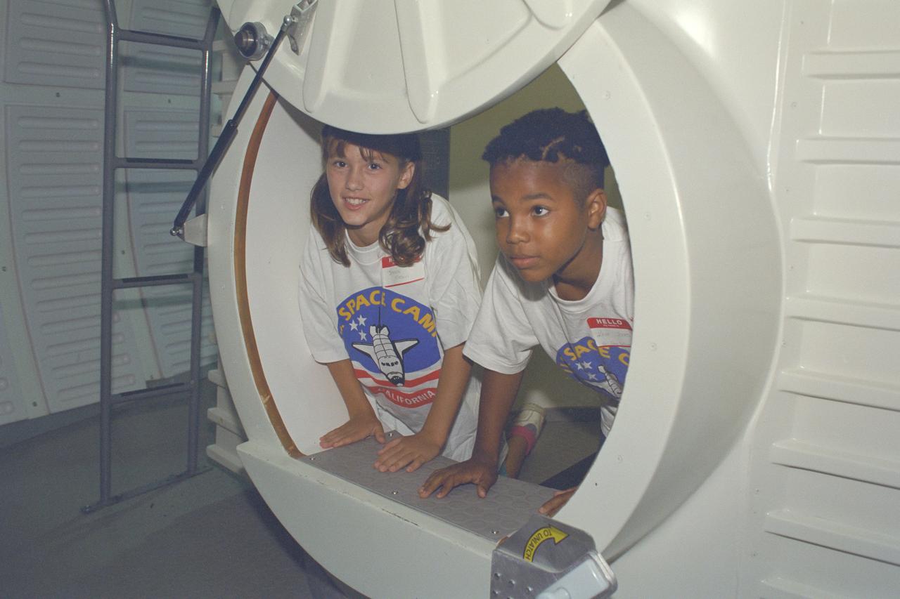 U.S. Space Camp California 'Day Camp' Grand Opening kids discover shuttle hatch