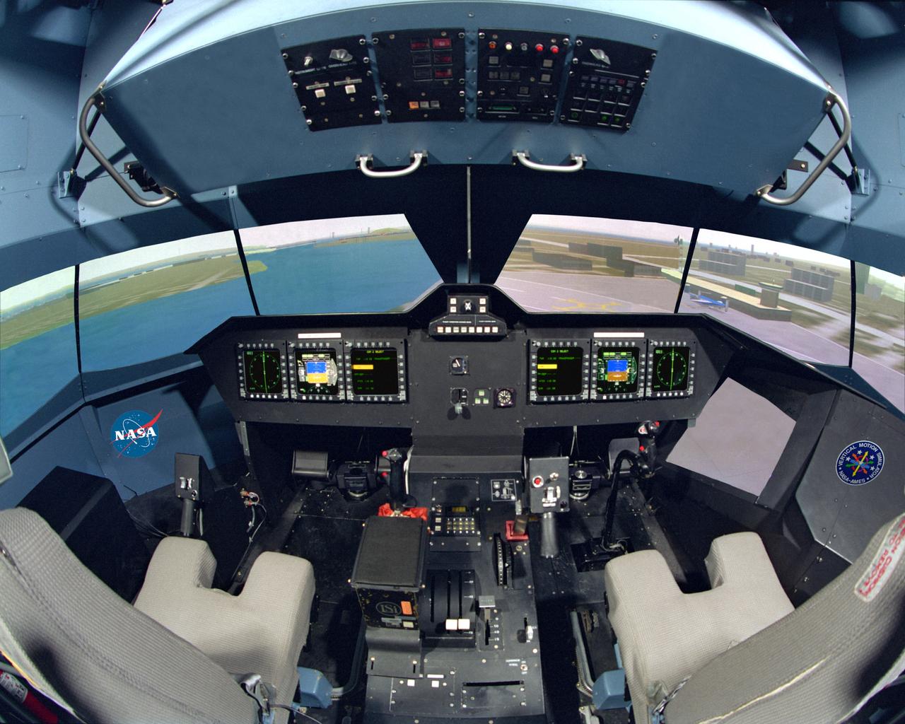 NASA Ames Vertical Motion Simulator (VMS); T-Cab Civil Tilt Rotor Project (CTR) OTW (out the window) composite views