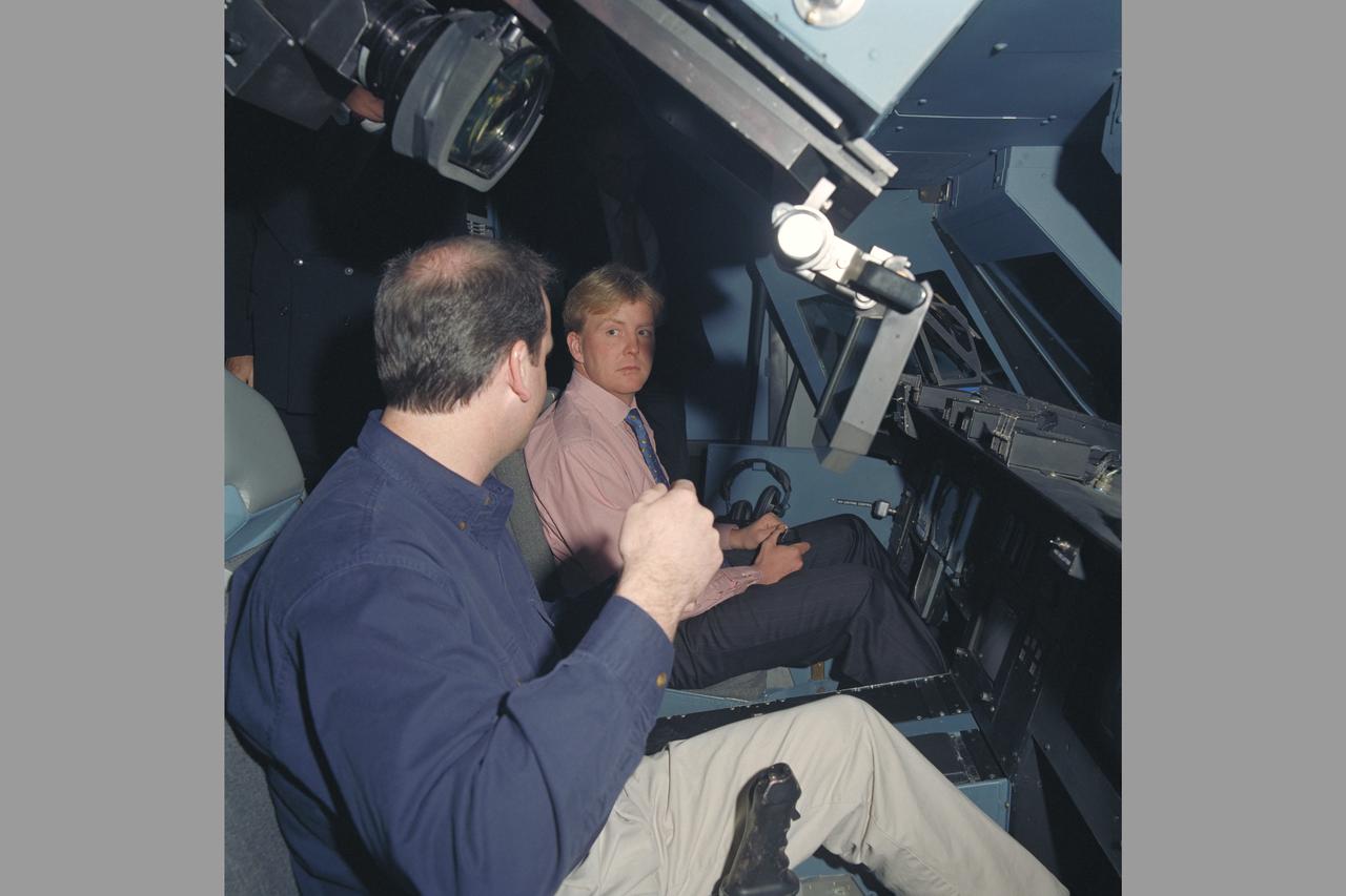 Prince Willem-Alexander van Oranje (Crown Prince of the Netherlands) visits Ames. Shown here with Chris Sweeney (Ames) as he explains the control in the VMS S-cab