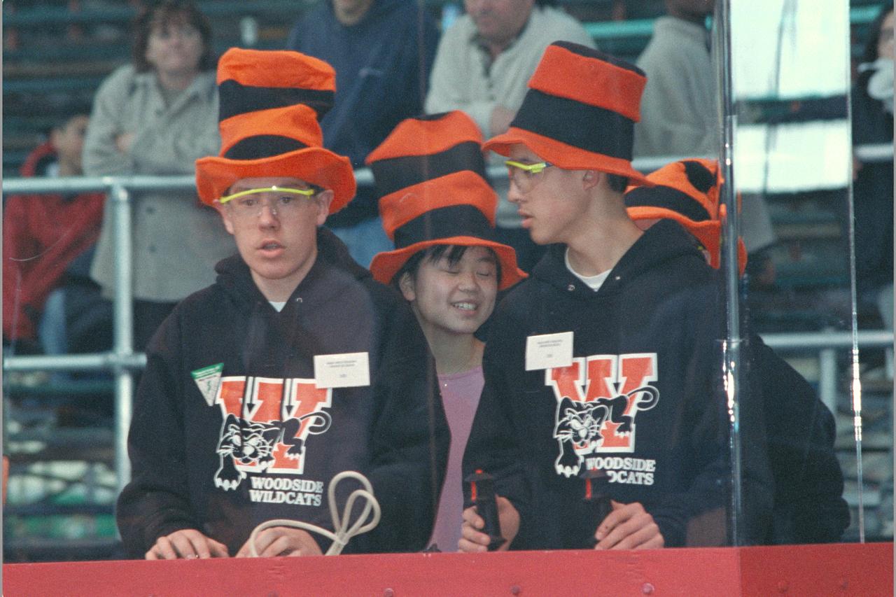 NASA AMES sponsored  FIRST (Inspiration and Recognition of Science and Technology) Western Regional Robot Games Student competition in Hangar Students from Woodside High School