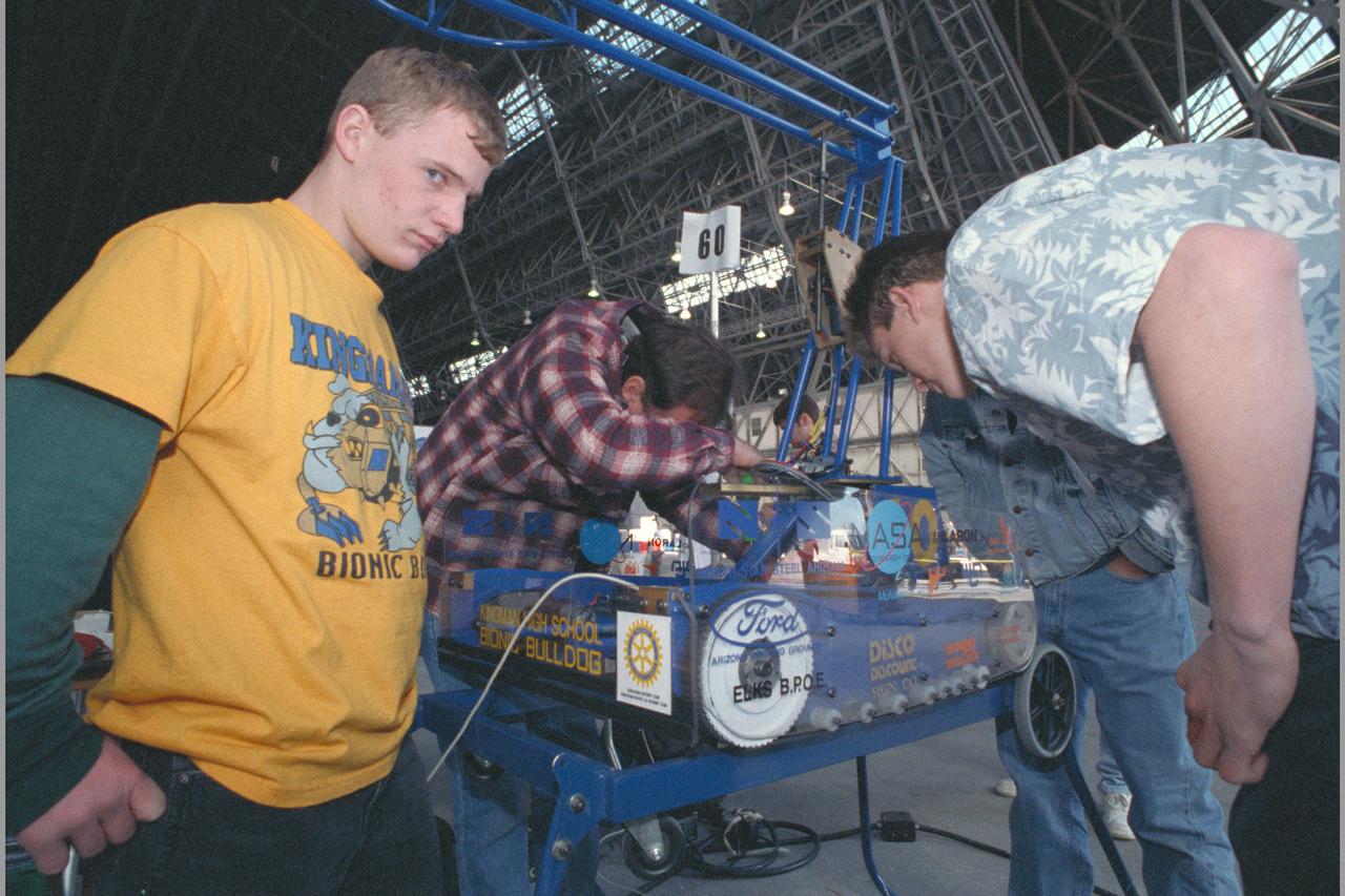 NASA AMES sponsored  FIRST (Inspiration and Recognition of Science and Technology) Western Regional Robot Games Student competition in Hangar