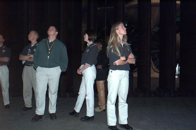 VISIT: ASTRONAUT CLASS OF 2000:  KAREN NYBERG, ALVIN DREW TOUR 80X120FT WITH OTHER CLASSMATES