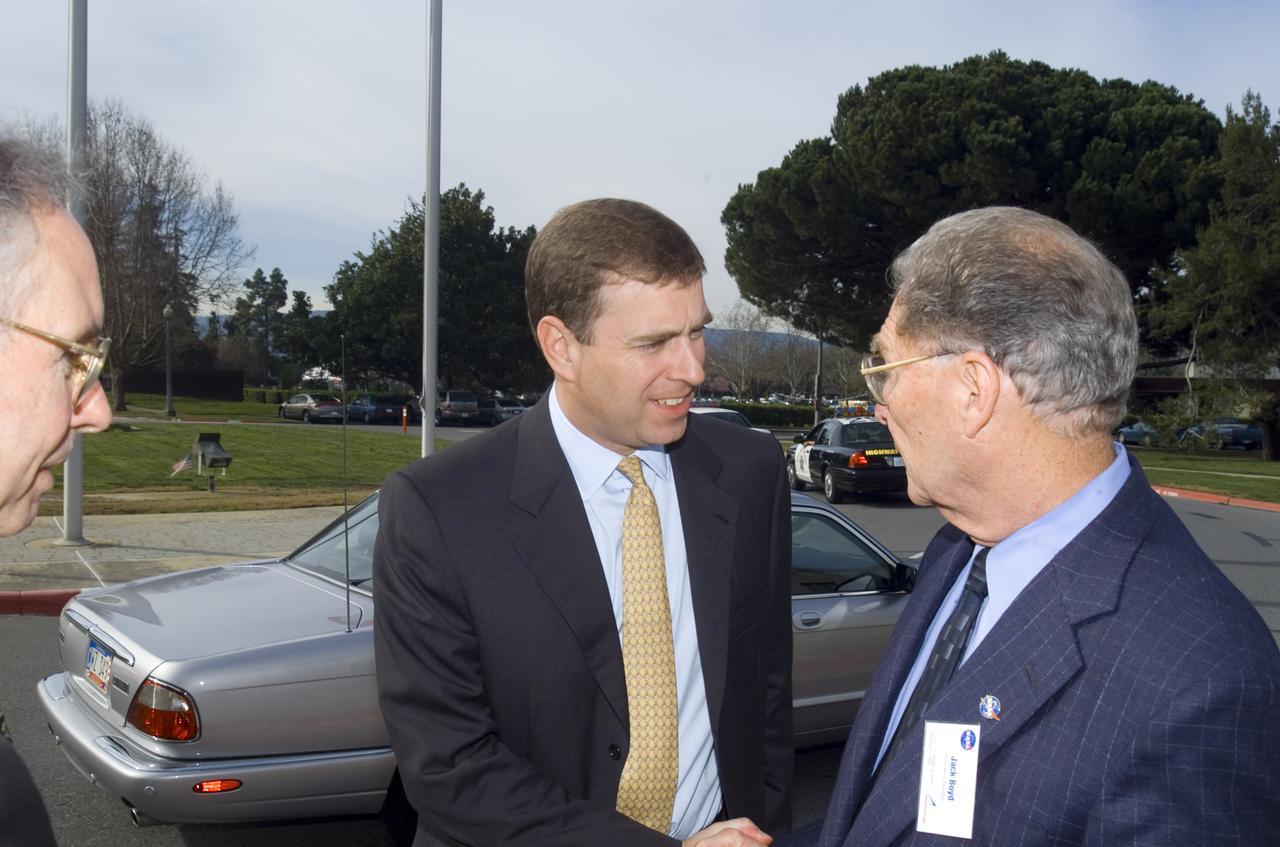 British royalty visits Ames; Prince Andrew, Duke of York greeted by Jack Boyd, Executive Assistant of Center Director