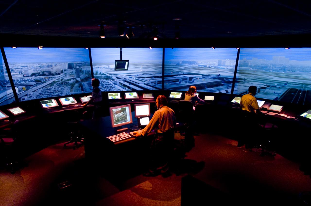 FFC (Future Flight Central) Simulator interior 'LAX' Configuration with Ken Christensen in tower