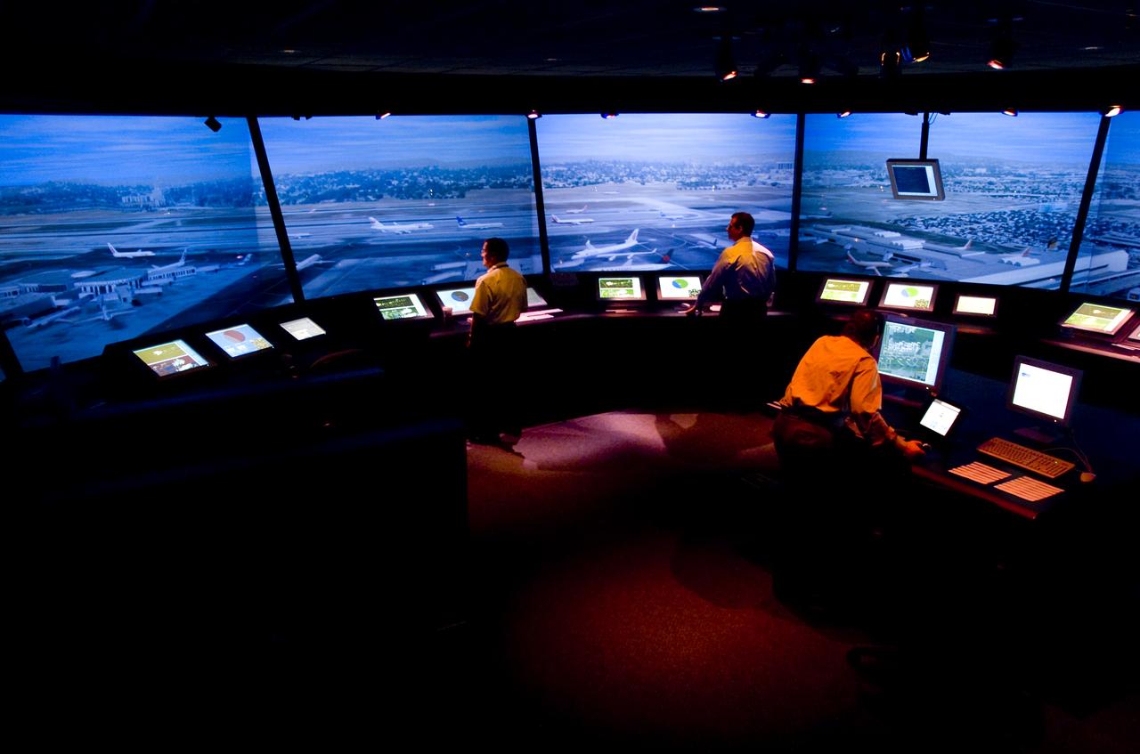FFC (Future Flight Central) Simulator interior 'LAX' Configuration with Ken Christensen in tower
