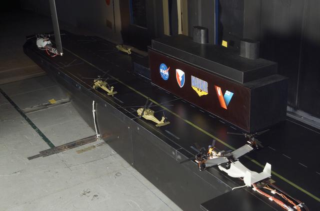 VSHAIP test in 7x10ft#1 W.T. (multiple model configruations) V-22 helicopter shipboard aerodynamic interaction program: SH-3, AH-1G (Cobra) UH-1H (Blackhawk) and Osprey V-22 on deck