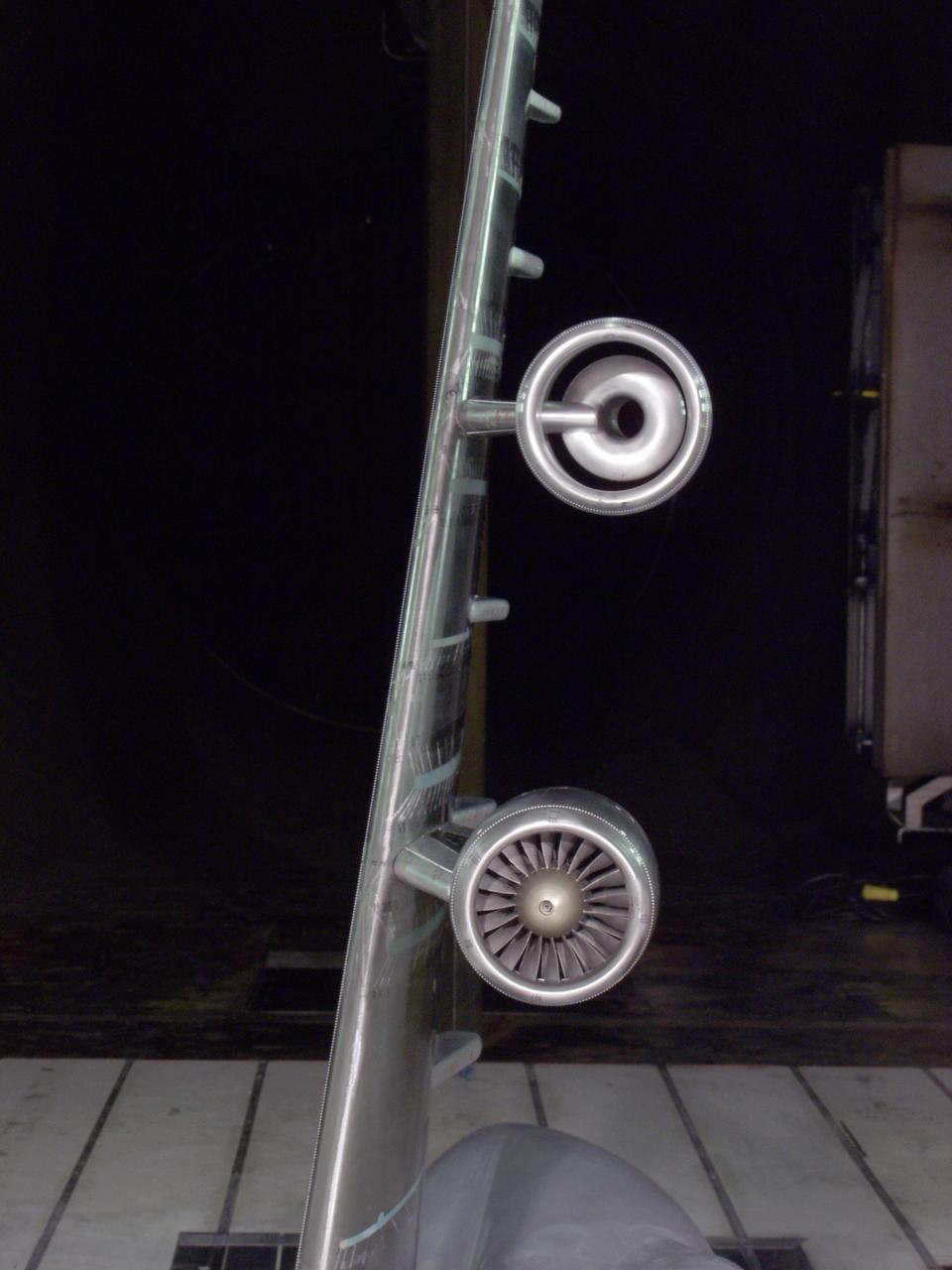 C-5 Re-engineering and Realiability Program semi-span model; 11ft w.t. Test-11-0103; Throught flow nacelle and inboard nacelle with turbine propulsion systems unit