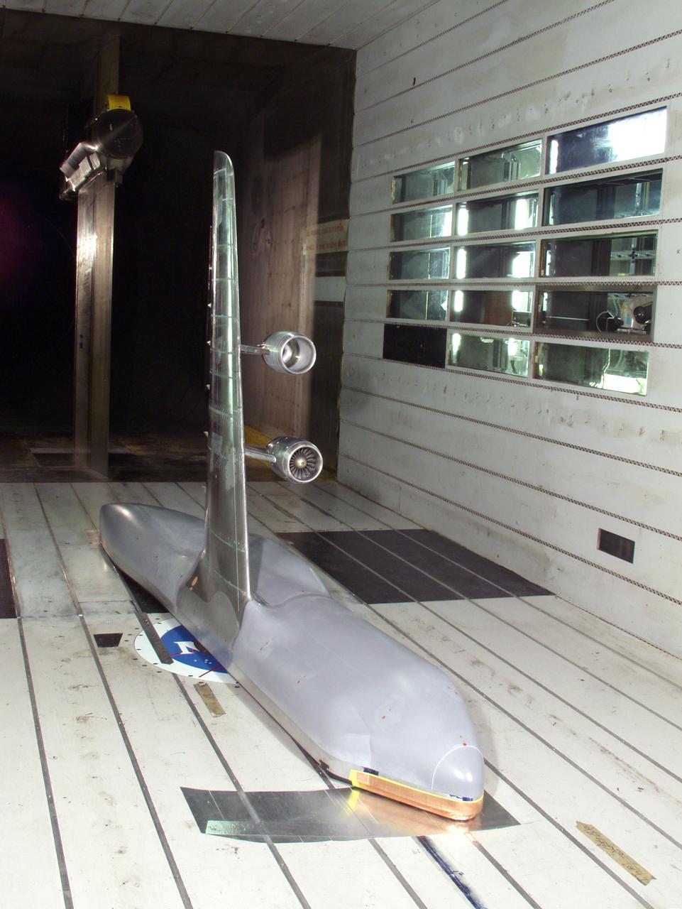 C-5 Re-engineering and Realiability Program semi-span model; 11ft w.t. Test-11-0103; Throught flow nacelle and inboard nacelle with turbine propulsion systems unit