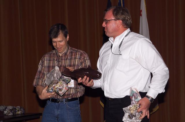 Technology Infusion Award (Code I) 'Golden Fish' presented by Steve Zornitzer to Jay Trimble and John Schreiner for their work on JpL/MER program