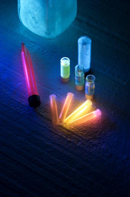 Astrochemistry Laboratory; nebula like gases forming cellular like structures 'amino acids' PAH's (by blacklight)