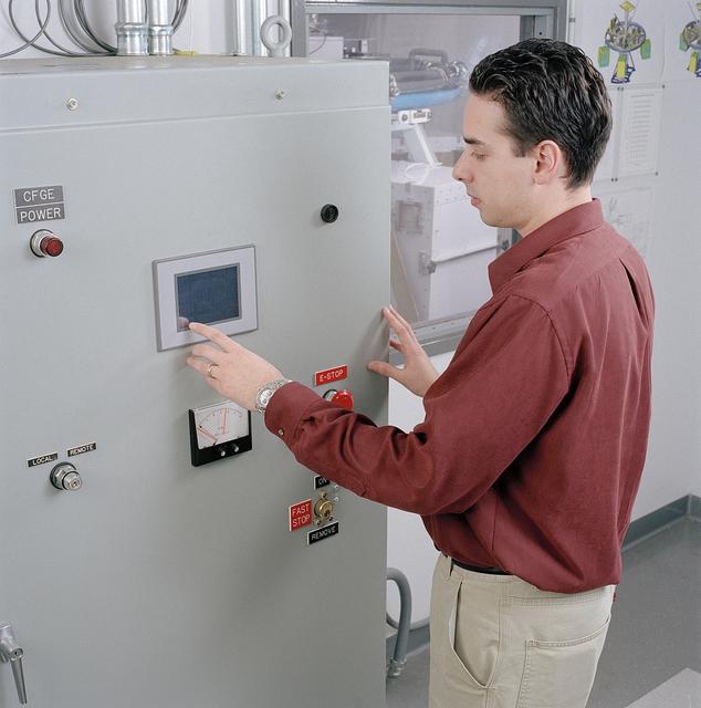 N-239A: 8ft centrifuge facility: centrifuge touch screen control panel with Tom Lyzod