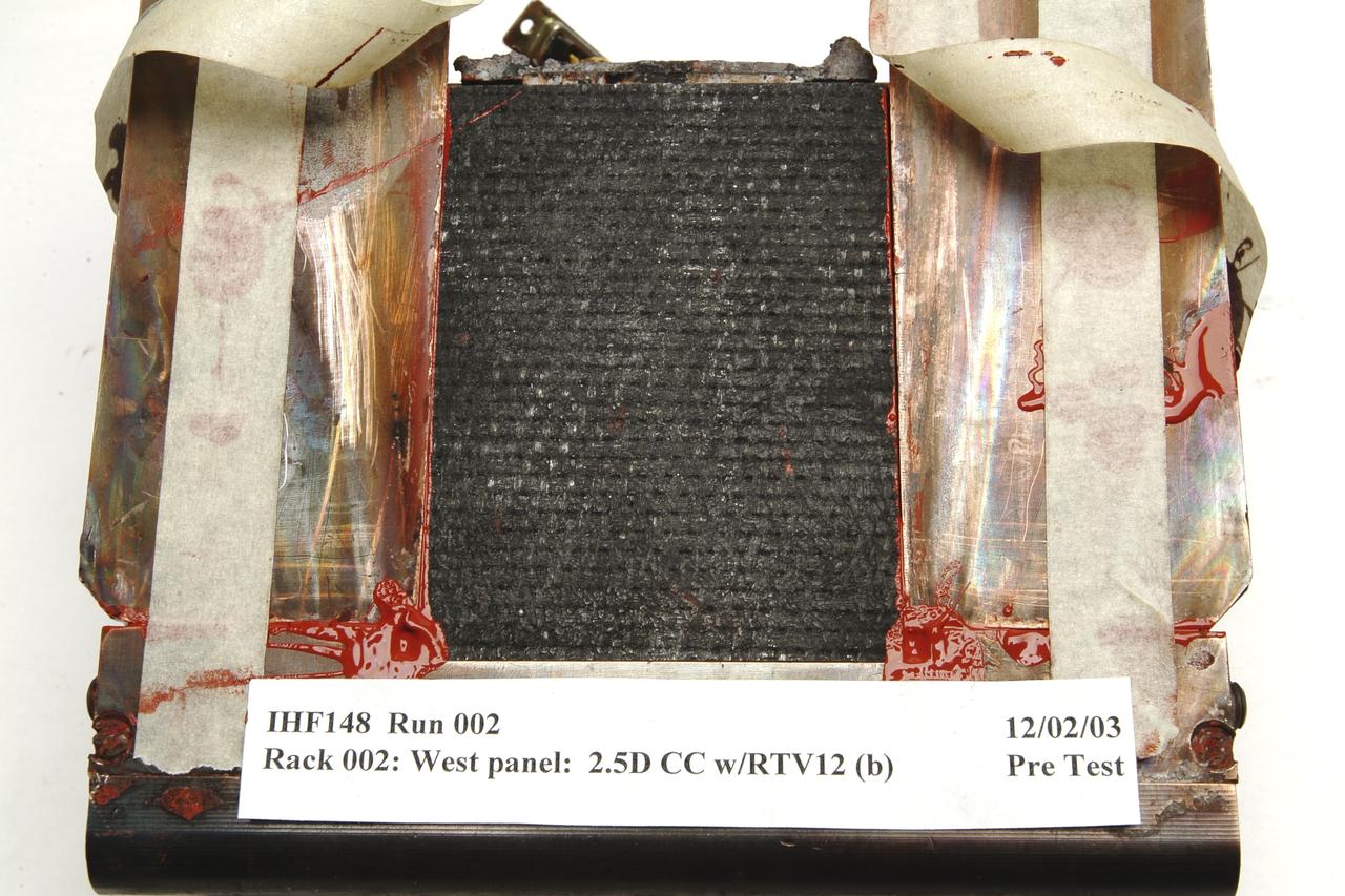 NEXT GENERATION THERMAL PROTECTION MATERIALS TESTING IN INTERACTIVE HEATING FACILITY; IHF-148 Run 002: Rack 002 West Panel: 2.5D  CC W/RTVIC (b) 12/2/03 pre- test
