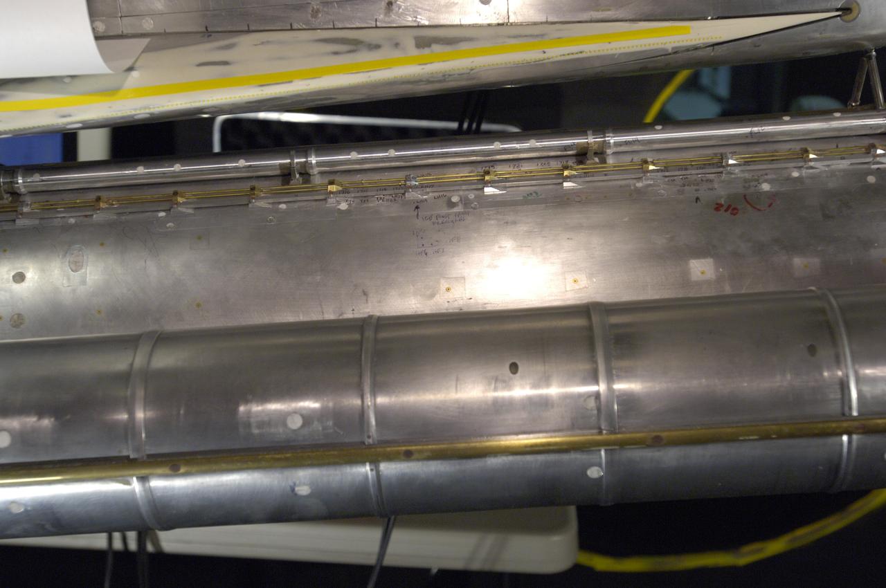 Space Shuttle 3% scale model to analyze removal of PAL ramp and other effects i the 9x7ft w.t.