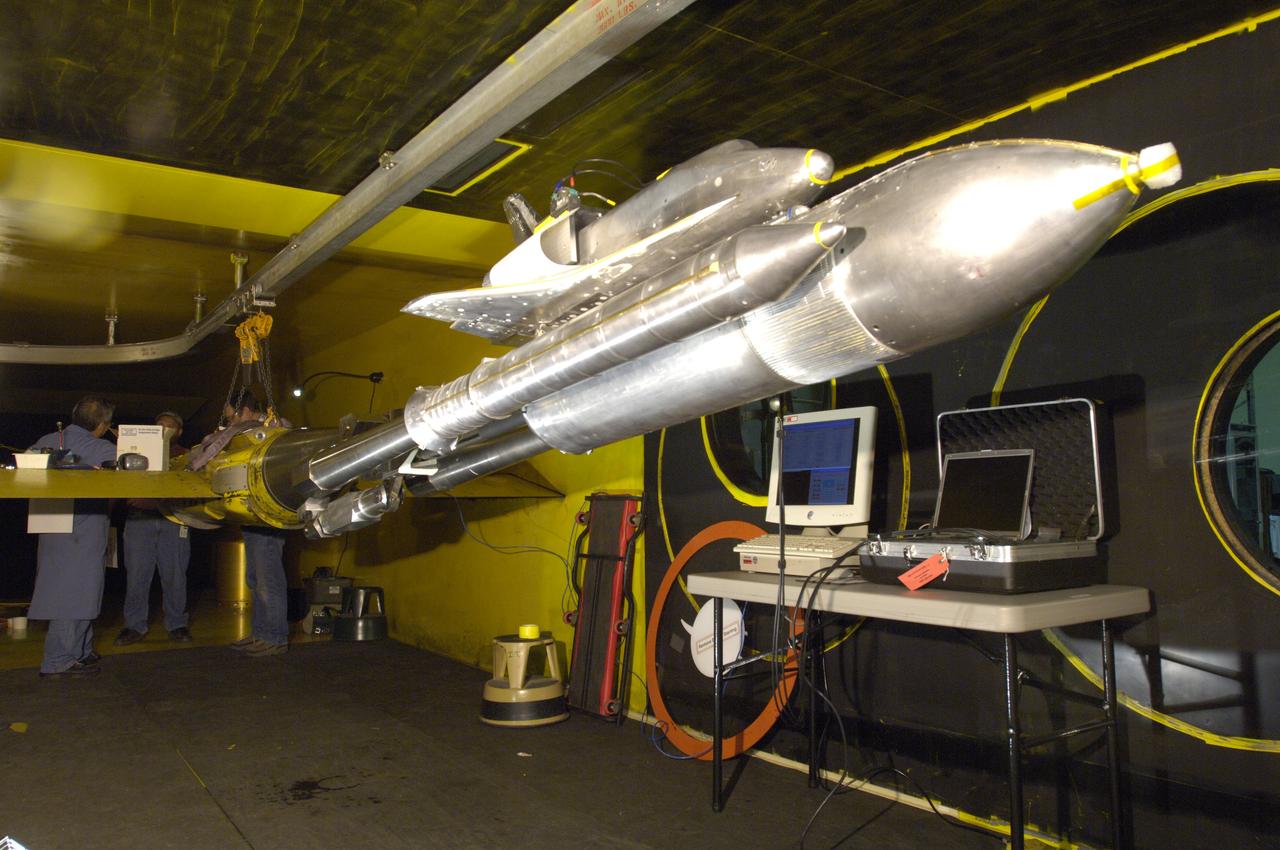 Space Shuttle 3% scale model to analyze removal of PAL ramp and other effects i the 9x7ft w.t.