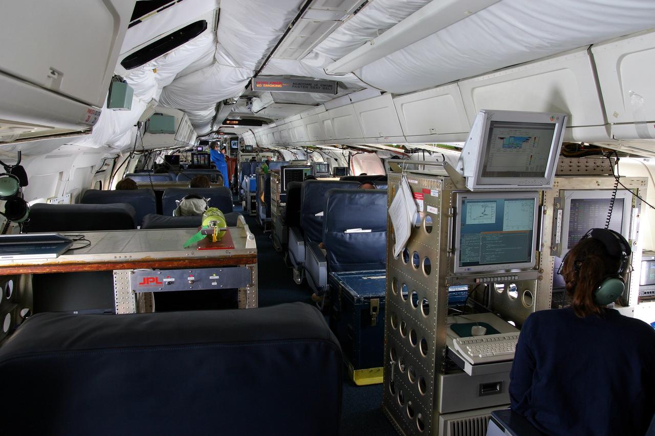 DC-8 NAMMA MISSION TO CAPE VERDE, AFRICA: a view of NASA's DC-8 cabin during a science flgiht to fly above, under and through Tropical Storm Debby.