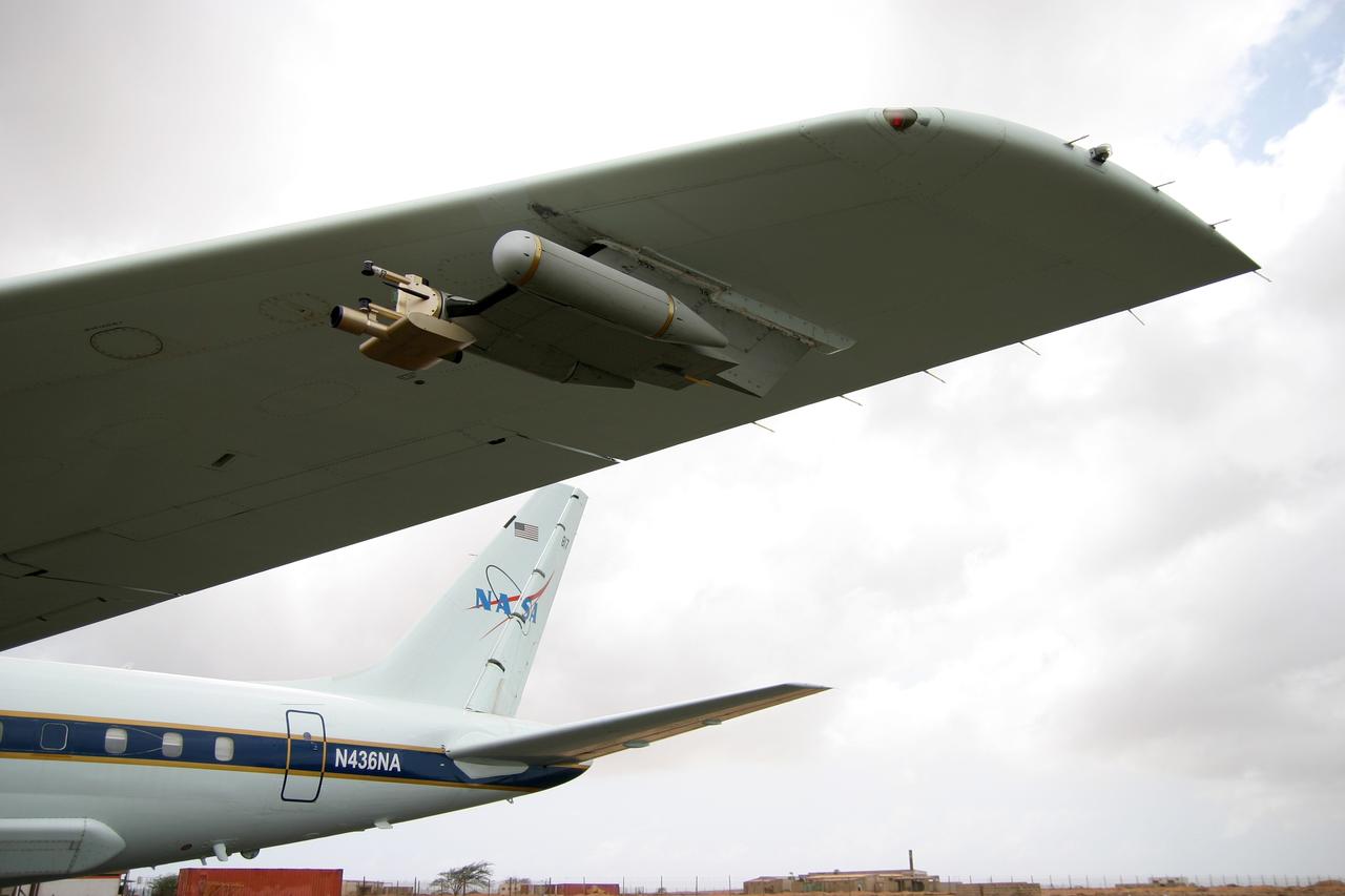 NASA Monsoon Multidisciplinary analysis (NAMMA) deployment, Sal Island, Cape Verde Africia DC-8 NAMMA MISSION TO CAPE VERDE, AFRICA close-up of one of the external wingtip probes used on baord NASA's DC-8 during the deployment.