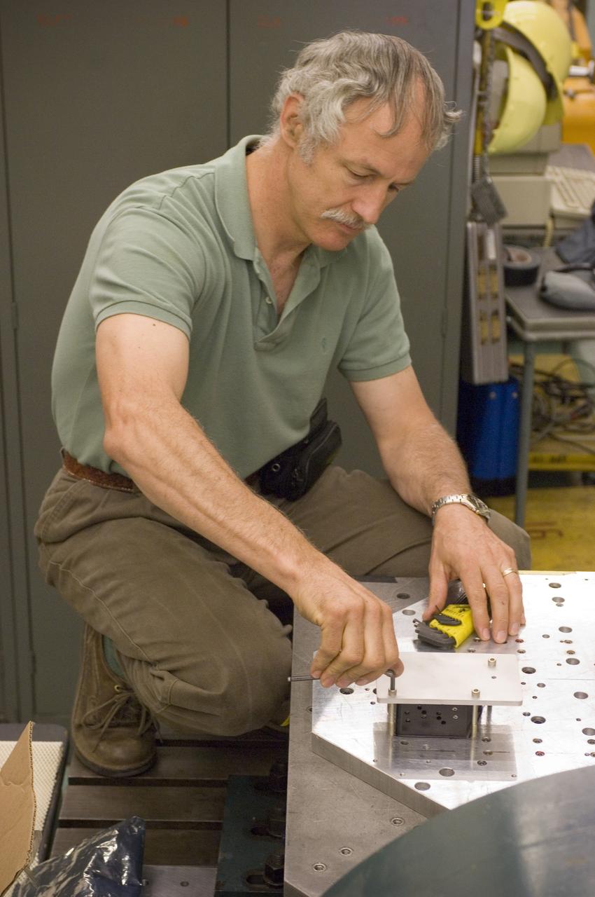 LCROSS (Lunar Crater Observation Sensing Satellite) Near InfraRed Spectrometer shake test in Ames N-244 high bay EEL Lab - with Lynn Hofland