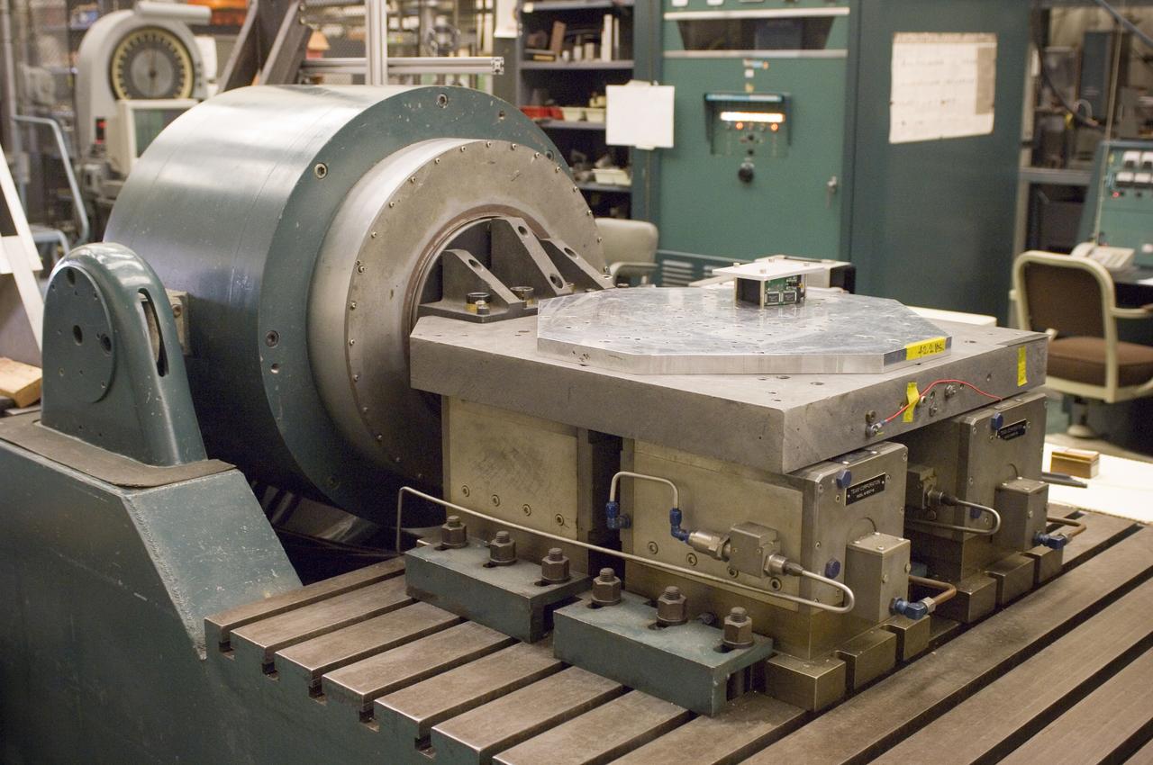LCROSS (Lunar Crater Observation Sensing Satellite) Near InfraRed Spectrometer shake test in Ames N-244 high bay EEL Lab - Spectrometer on shake table