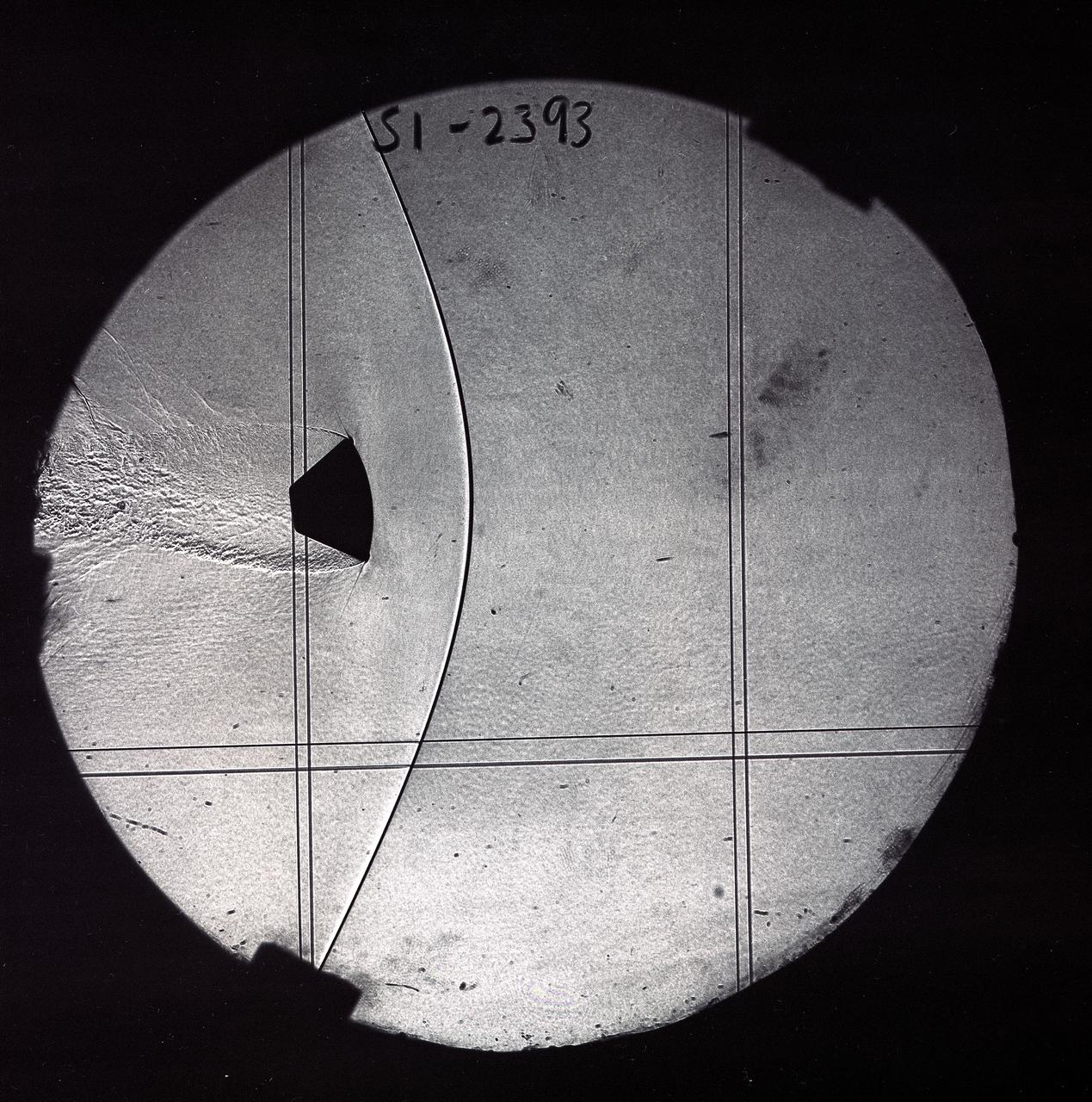 CEV (Crew Escape Vehicle) capsule Balistic Range testing to examine static and dynamic stability characteristics  (at the Hypervelocity Free-Flight Facility) HFF - scans of shadowgraphs from 8x10 film images