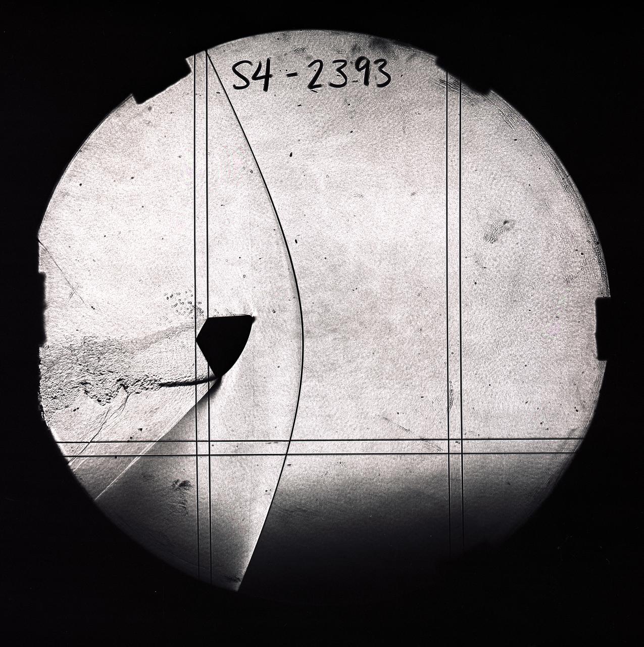 CEV (Crew Escape Vehicle) capsule Balistic Range testing to examine static and dynamic stability characteristics  (at the Hypervelocity Free-Flight Facility) HFF - scans of shadowgraphs from 8x10 film images