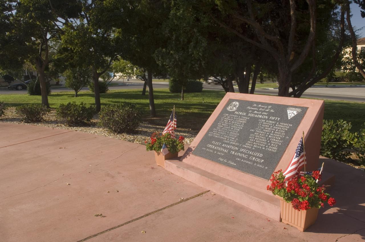 Ames and Moffett Field (MFA) historical sites and memorials Navy Patrol Squadron 50 Memorial Plaque and surrounding (located between Moffett Post office and Bldg 3 along McCord Avnue. In memory of the shipmentes lost at sea 21 March 1991.... Still on Station
