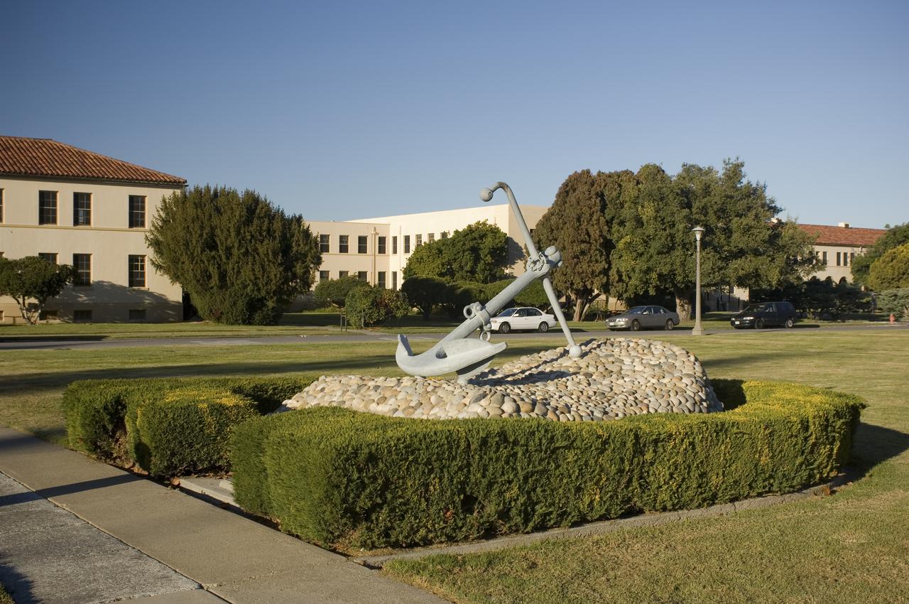Ames and Moffett Field (MFA) historical sites and memorials Navy Memorial anchor display on Shennandoah plaza - dedication plaque in memory of the Fourteen Officers and men USS Shennandoah lost September 3, 1925. A 50th Anniversary Time Capsule  A Sundial presented by R. Adml. Faronholt November 21, 1933 and a 100 year Time Capsule dedicated on July 1, 1994