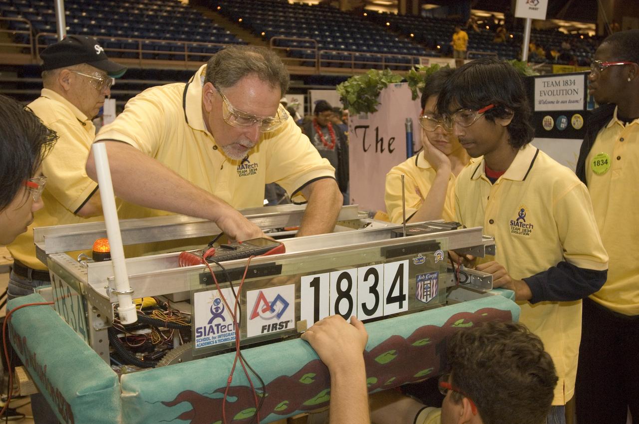 Silicon Valley FIRST Regional Robotics competition:  Evolution Team 1834 - NASA/Google/NASA Robotics Education FIRST Spnsorship program/San Jose Job Corps/MetroED & SIA Tech, San Jose, California (CA)s Cheezy Poofs team-1834