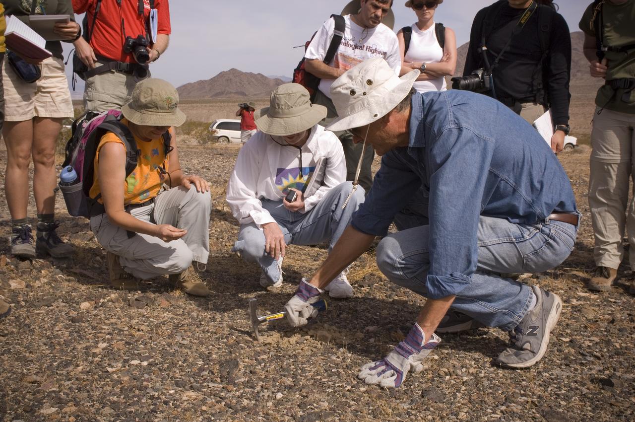 Spaceward Bound event in the Mojave Deser , CA (an outreach exercise) with Dr Chris McKay and Ames Education department personnel Brian Day, Barbara Bazar and a accompaning  (learning for the the classroom)  team of teachers will be studying side-by-side with NASA scientists who search for life in extreme environments, closely approximating what they expect to find on other planets. Why the Mojave -- an inhospitable, sun-drenched spot in the California Desert? This natural setting presents scientists with opportunities to study environments that are analogous to what explorers will find on the Moon and Mars. Teachers and scientists will perform scientific fieldwork in lunar geology, Mars astrobiology, Mars geology, and issues of temperature and solar inundation and radiation. for additional information and Outreach projects  see http://quest.arc.nasa.gov/