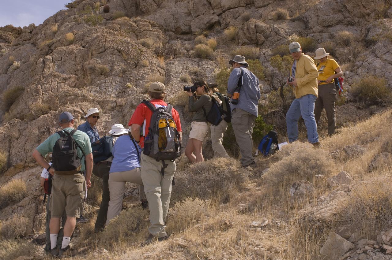 Spaceward Bound event in the Mojave Deser , CA (an outreach exercise) with Dr Chris McKay and Ames Education department personnel Brian Day, Barbara Bazar and a accompaning  (learning for the the classroom)  team of teachers will be studying side-by-side with NASA scientists who search for life in extreme environments, closely approximating what they expect to find on other planets. Why the Mojave -- an inhospitable, sun-drenched spot in the California Desert? This natural setting presents scientists with opportunities to study environments that are analogous to what explorers will find on the Moon and Mars. Teachers and scientists will perform scientific fieldwork in lunar geology, Mars astrobiology, Mars geology, and issues of temperature and solar inundation and radiation. for additional information and Outreach projects  see http://quest.arc.nasa.gov/
